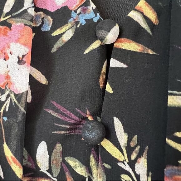 Rachel Rachel Roy Tie Neck Black Chiffon Sheer Sleeve Floral Mini Dress Size 4 - Picture 14 of 16